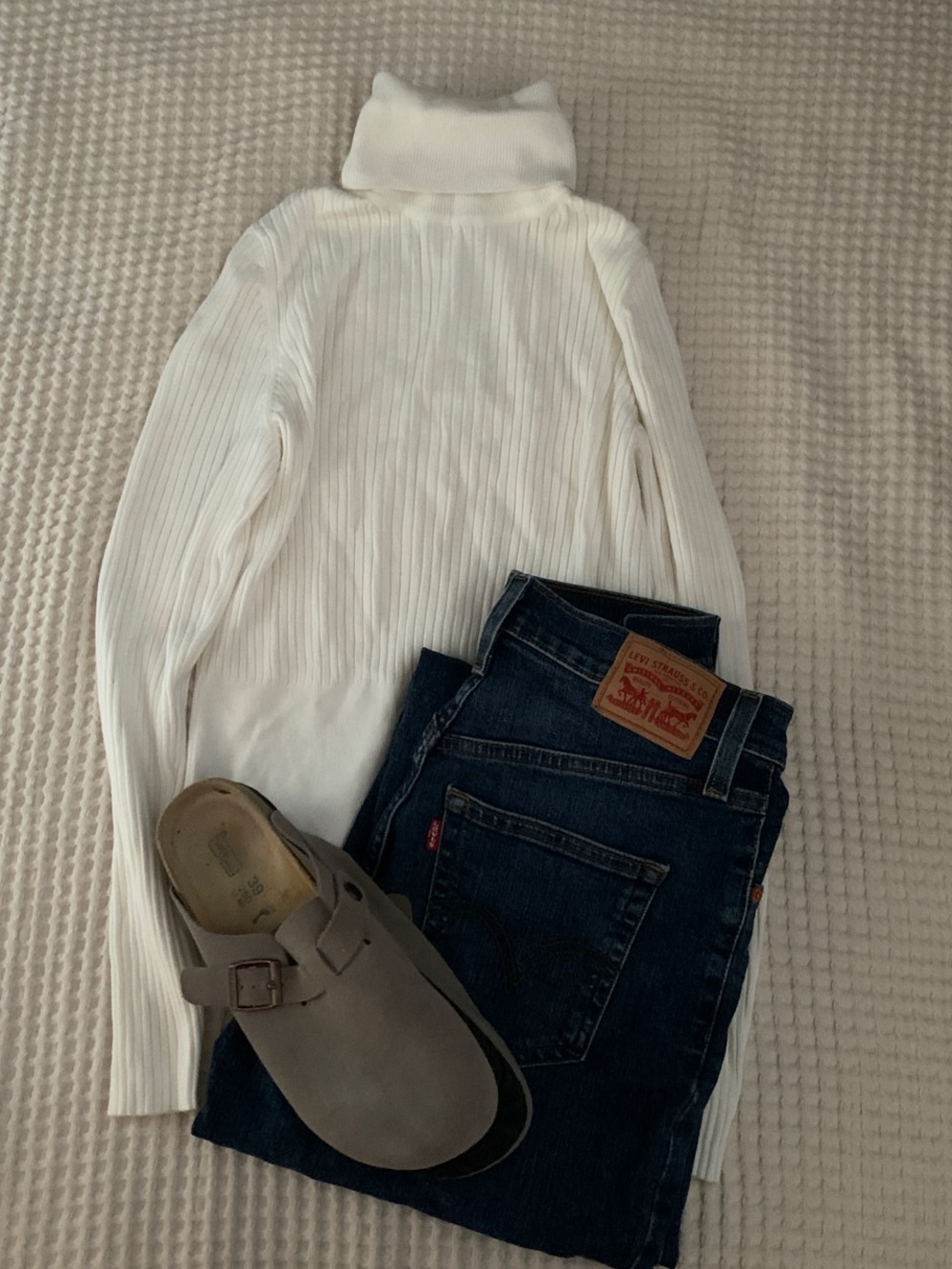 Zara White Ribbed Turtleneck Sweater